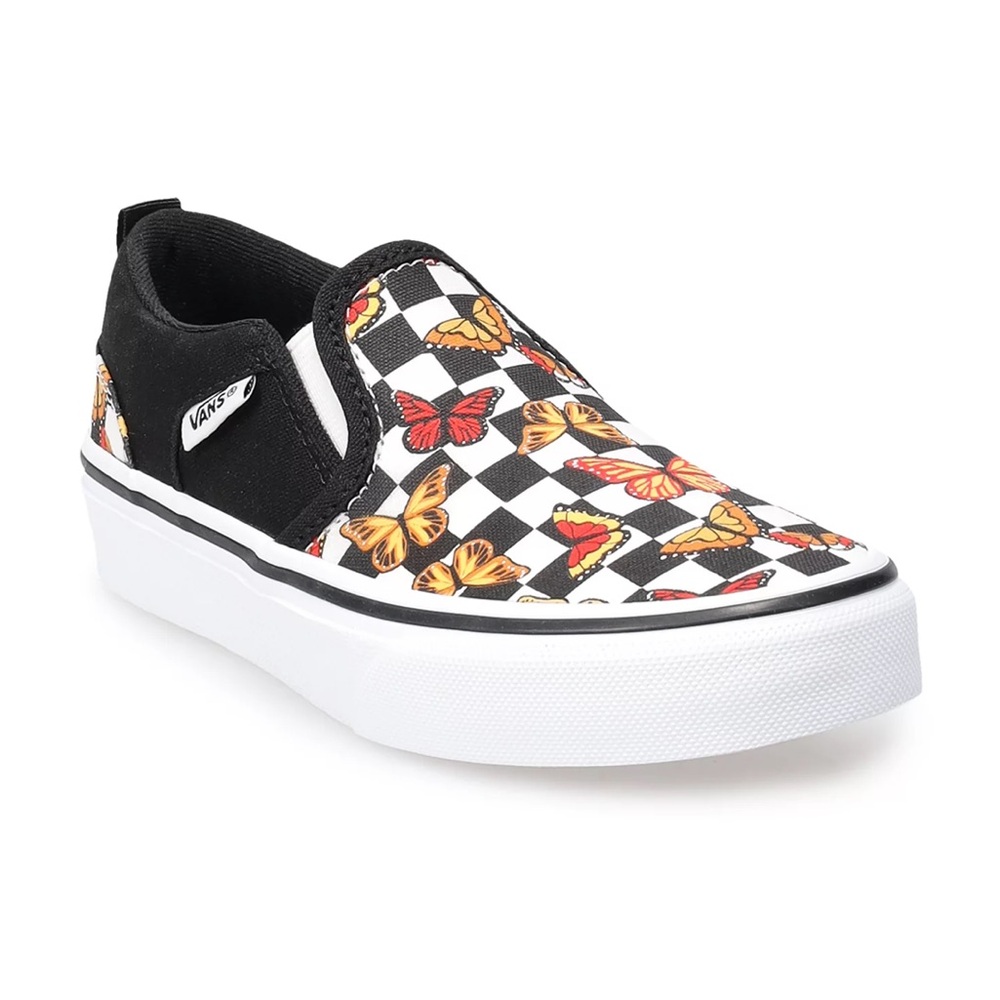 VANS Butterfly Checkerboard Slip ons.
